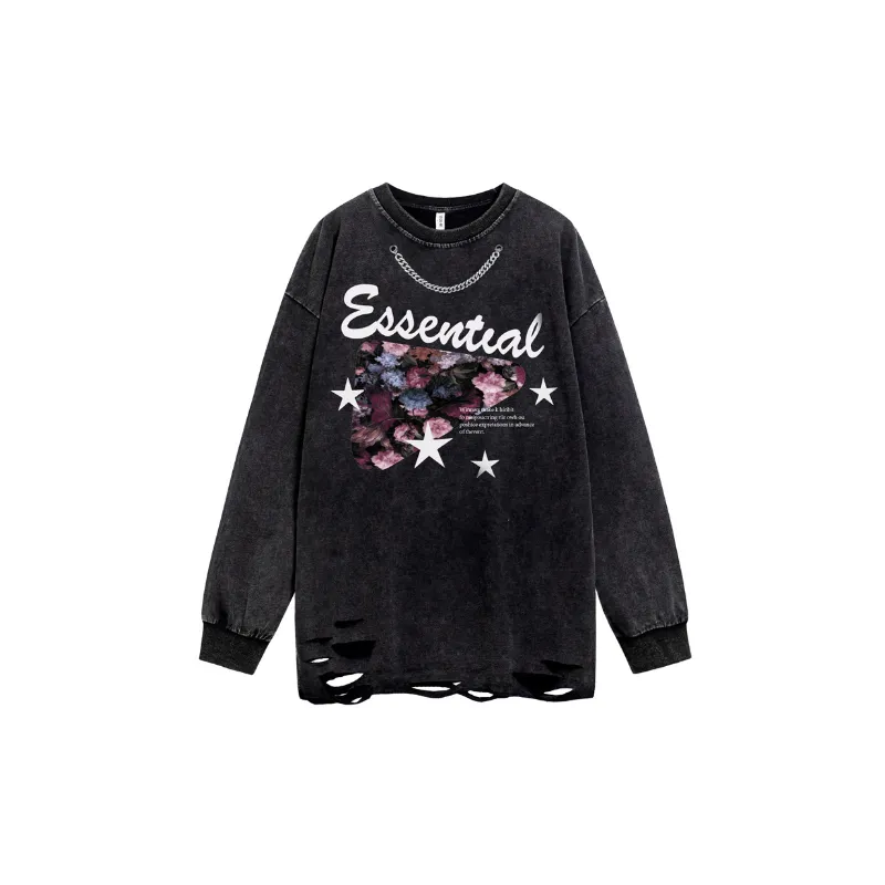 Retro Long Sleeve Straight Leg Sweatshirt-0