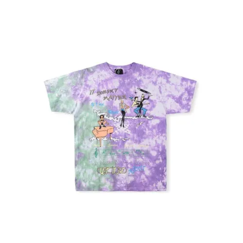 Tie-Dye Cartoon Character Print Crewneck Short Sleeve T-Shirt