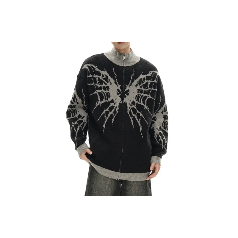 Retro Butterfly Cotton Blended Fabric Sweater-1