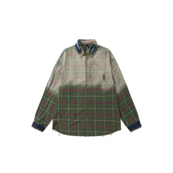 Vintage Hanging Dye Washed Hole Ancient Plaid Shirt
