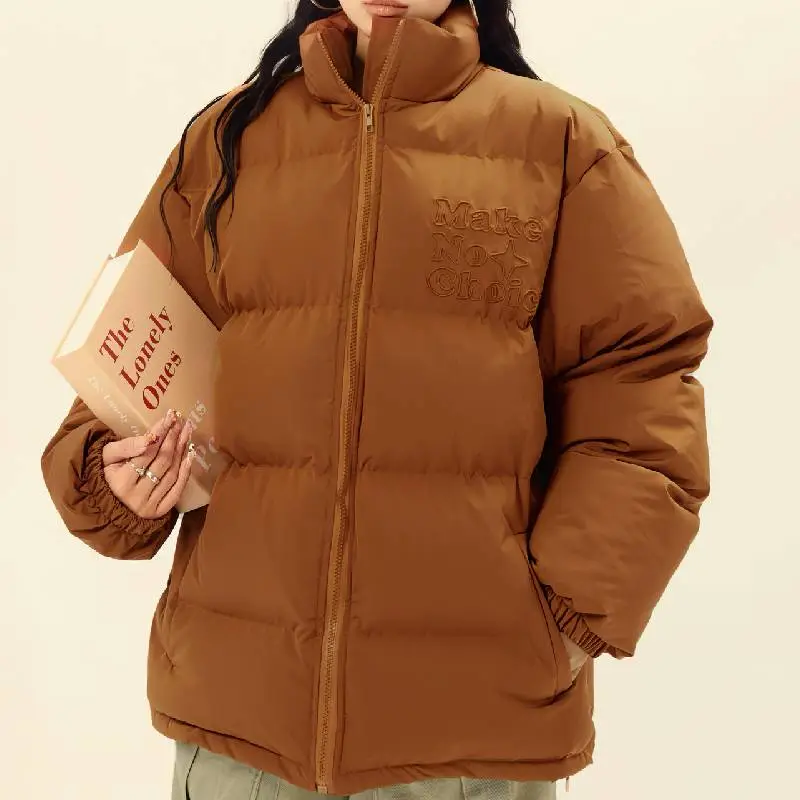 Plain Loose Blended Synthetic Fabrics Quilted Jacket-5