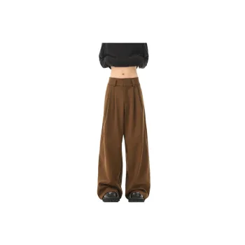 Loose Straight Leg Cotton Blended Fabric Casual Pants