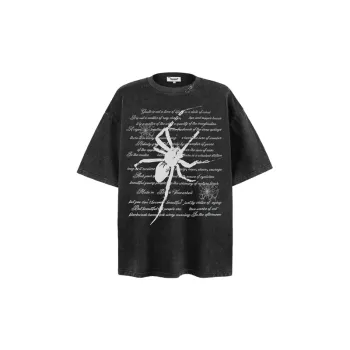 Dark High Street Spider Print Short sleeved T shirt