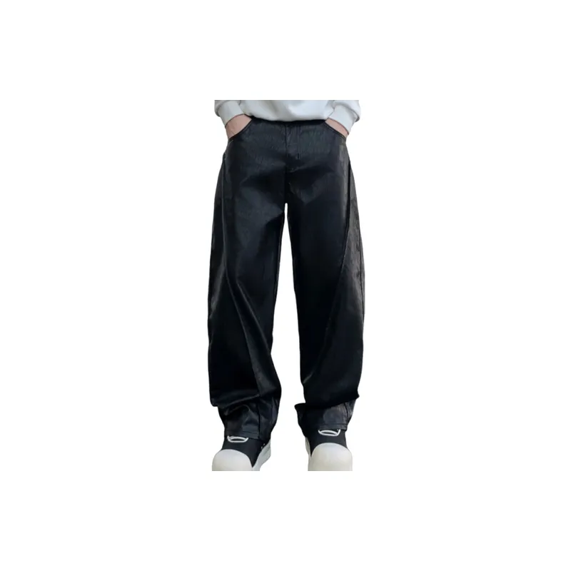 Fashion Loose Leather Pants-5