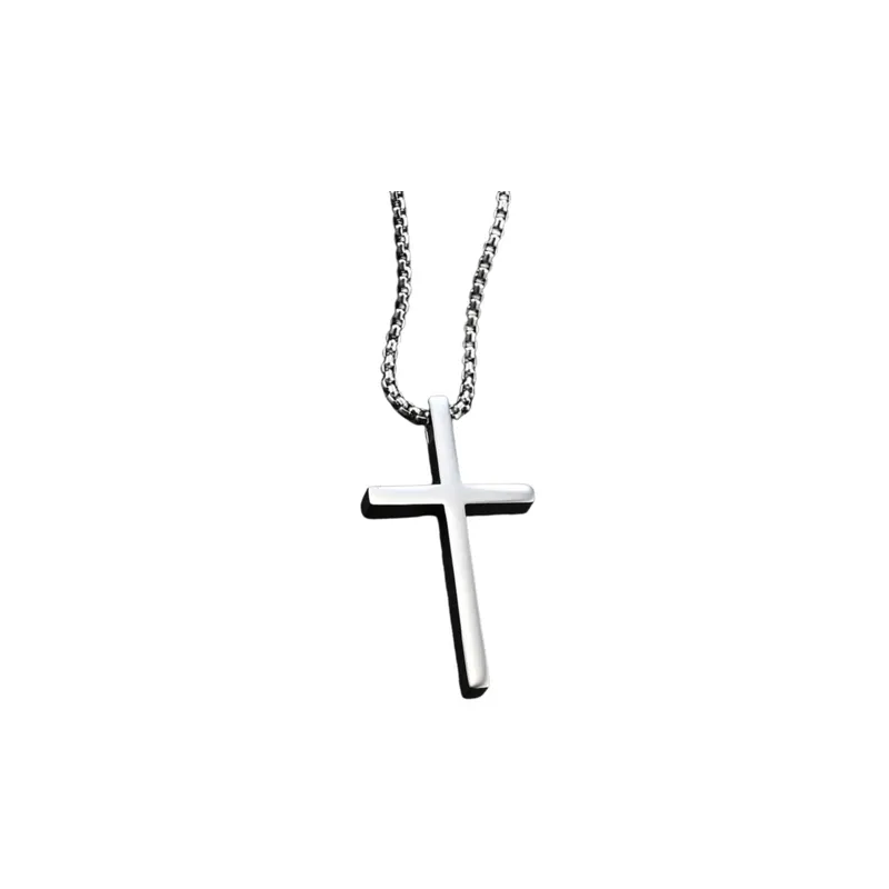 Titanium Steel Simple Cross Necklace-3