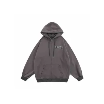 New Style Hooded Fleece lined Loose Slimming All match Letter Jacket