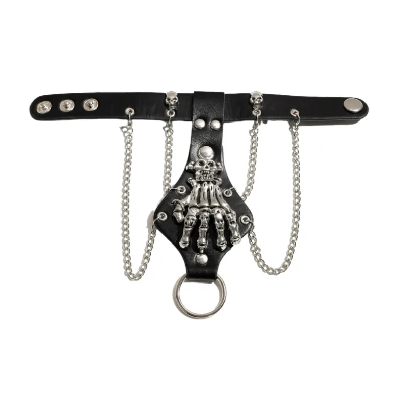 Retro Punk Rivet Skull Bracelet-0