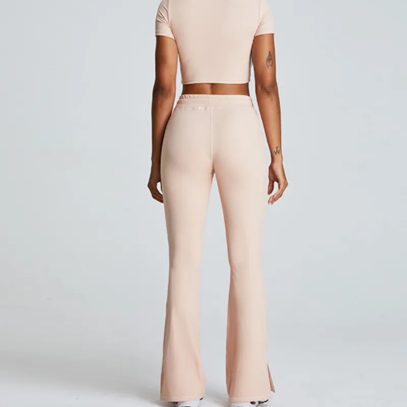 Sporty Plain Nylon Workout Pants Women-5