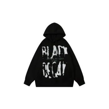 Retro Niche Graffiti Letter Printing Loose Fleece lined Hoodie