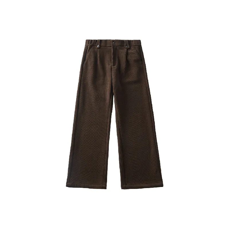 Simple Plain Blended Synthetic Fabrics Casual Pants-4