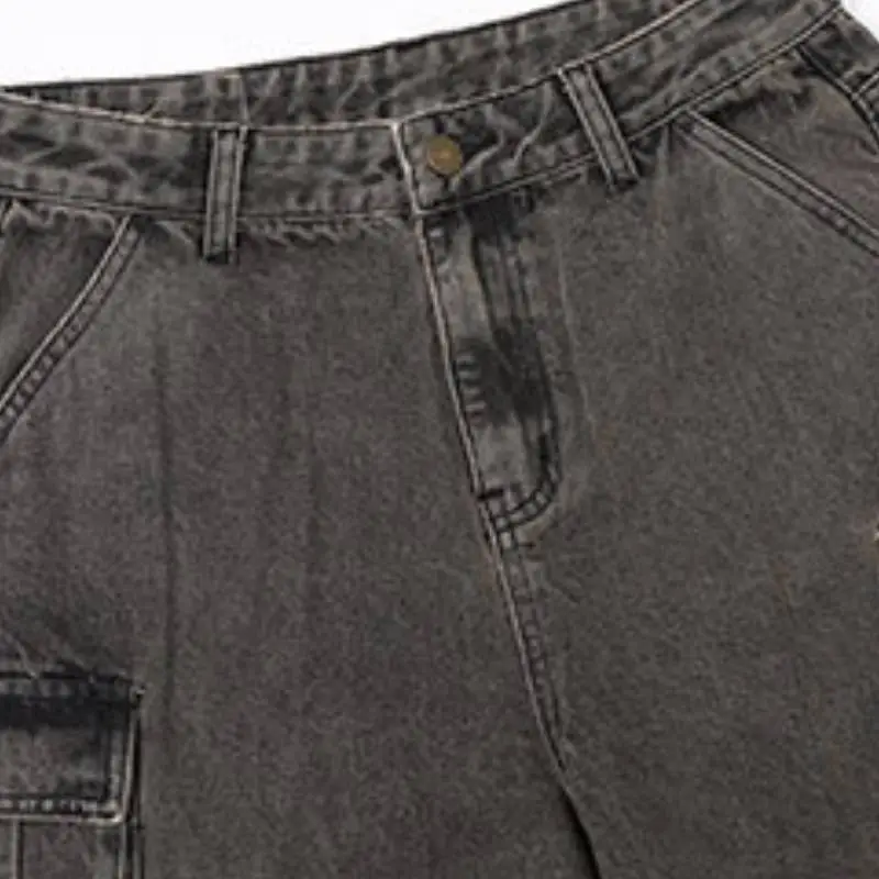 Funky Loose Denim Cargo Pants-4