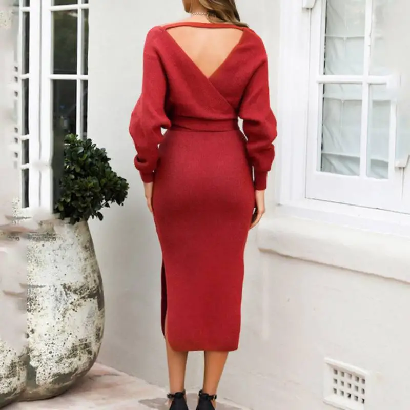 Fashionable Plain Dress Women-8