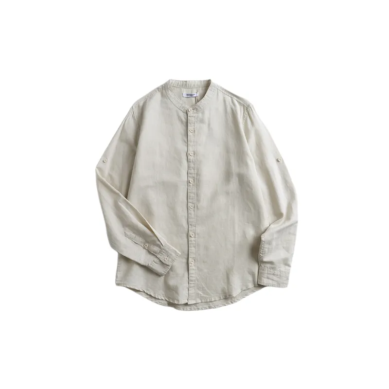 Retro Simple Linen Blend Fabric Shirt-1