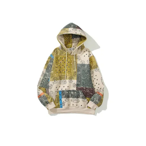 High Street Fashion Brand Cashew Flower Ethnic Splicing Hooded Sweatshirt