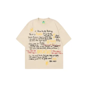 Trend Graffiti Letter Composition Loose Crewneck Short sleeved T shirt
