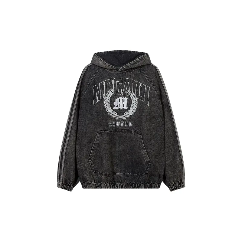 Washed and Distressed Letter Hoodie-2
