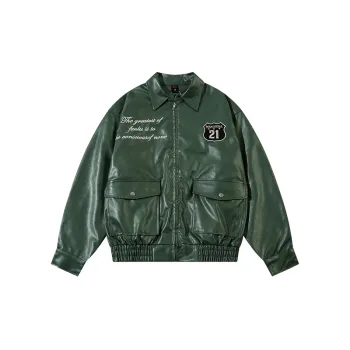 Embroidery Fashionable Leather Jacket