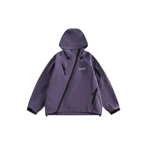 Solid Color Multi-Pocket Hooded Waterproof Jacket