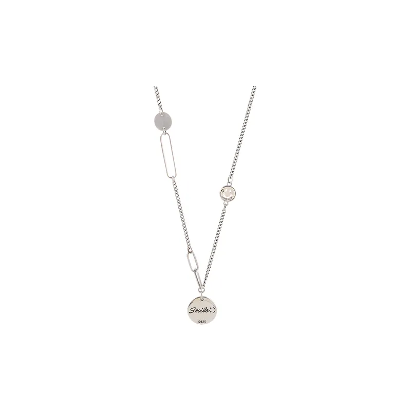 Sterling Silver Smiley Face Necklace-0