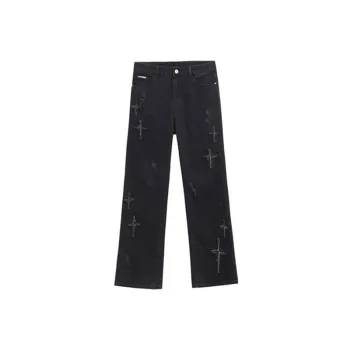 Retro Washed Embroidery Jeans
