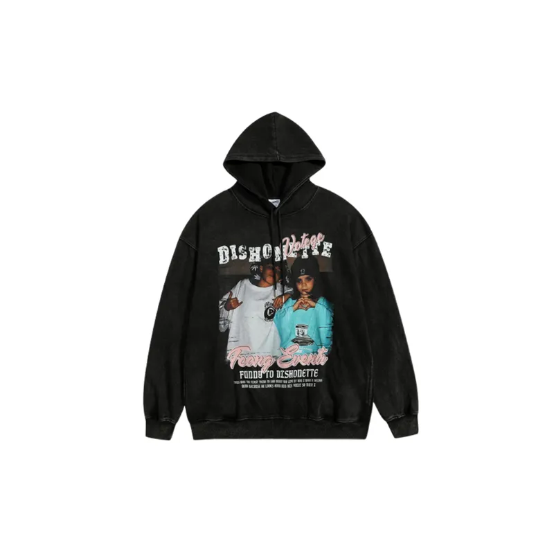 Retro Hiphop Printed Oversize Hoodie-1