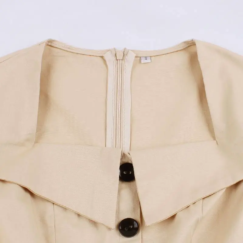 Retro Plain Cotton Dress Women-2