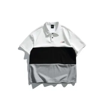 Casual Loose Contrast Polo T Shirt