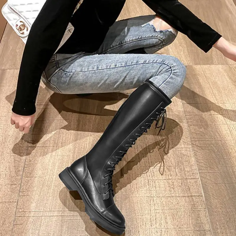 Retro Embroidery Knee High Boots-2