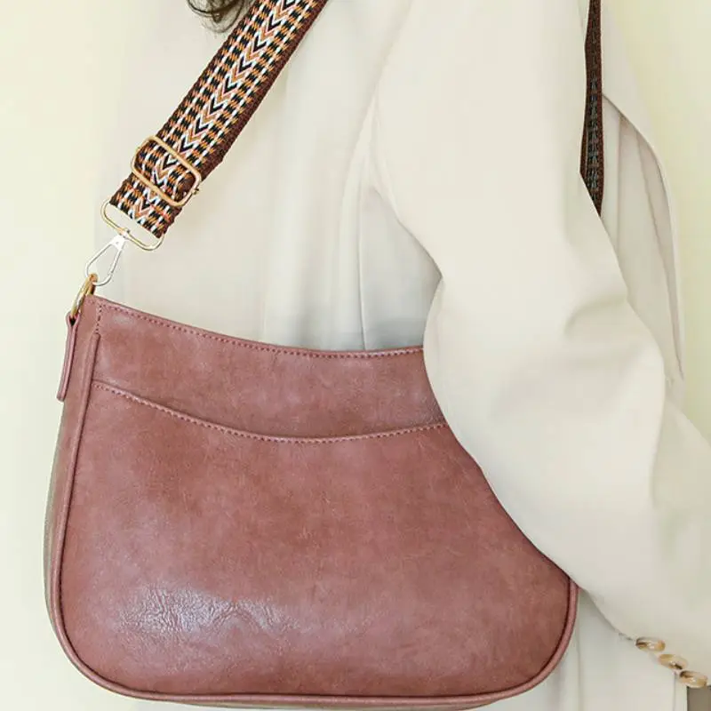 Retro Plain Crossbody Bag-2