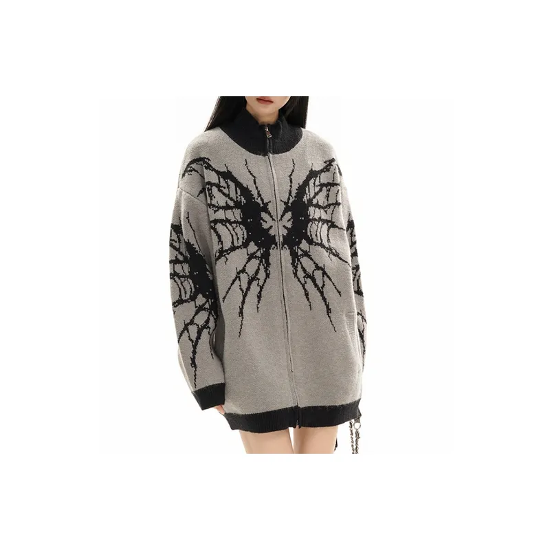 Retro Butterfly Cotton Blended Fabric Sweater-5