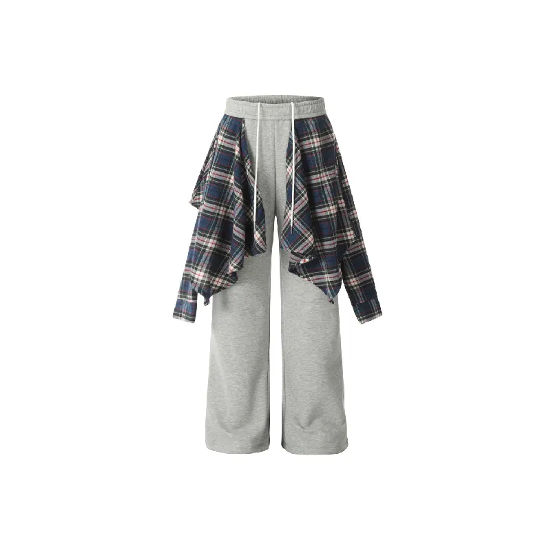 Loose Plaid Cotton Casual Pants Unisex-0