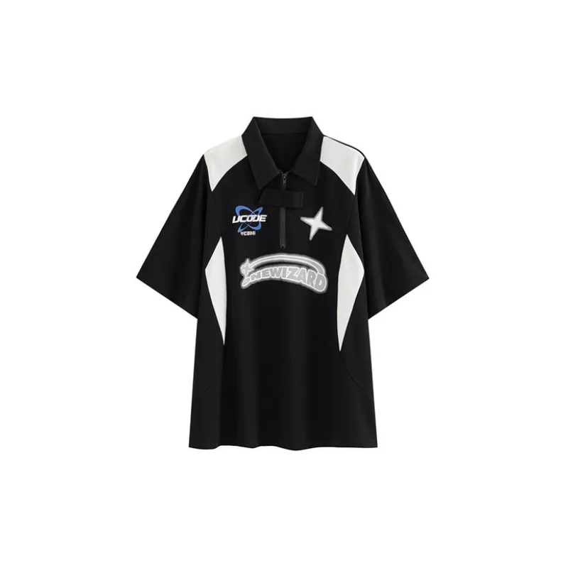 Retro Loose Motorcycle Print T Shirt-0