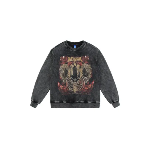 Fashion Retro Washed Printing Loose Crewneck Sweatshirt