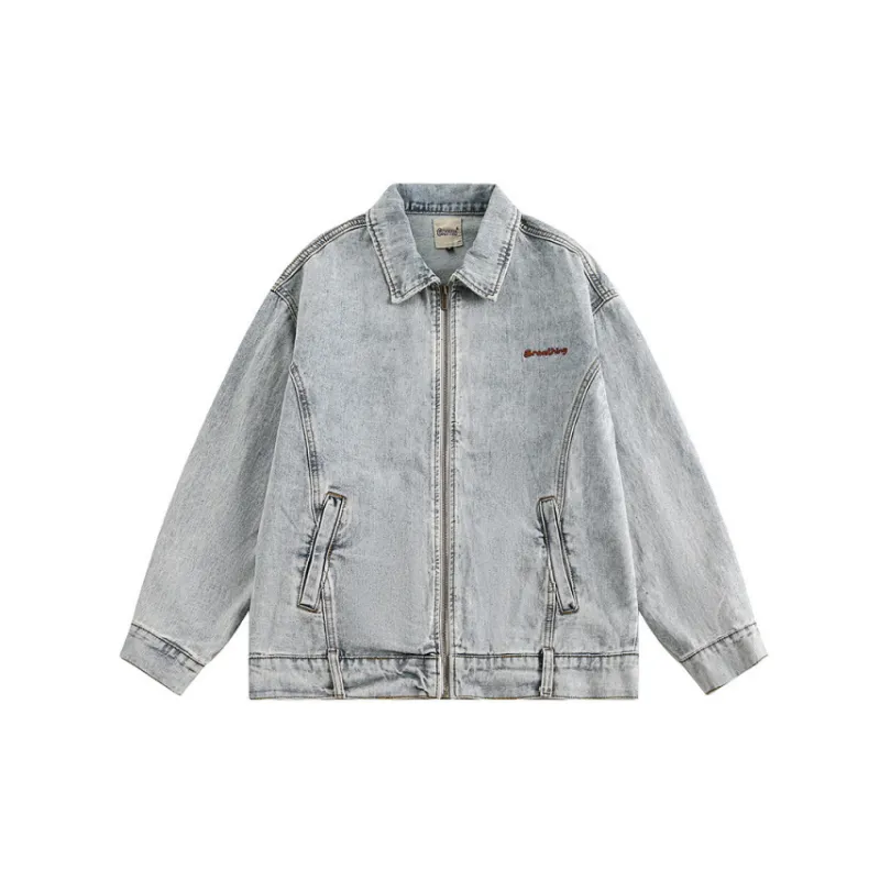 Casual Embroidered Denim Jacket-3