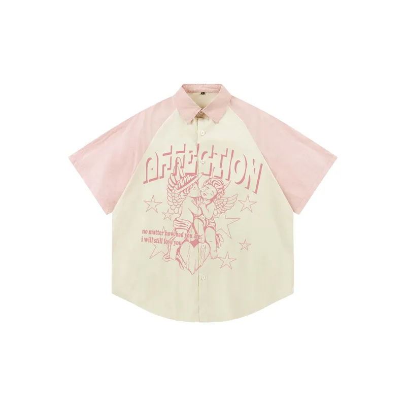 Loose Casual Angel Print Shirt-0