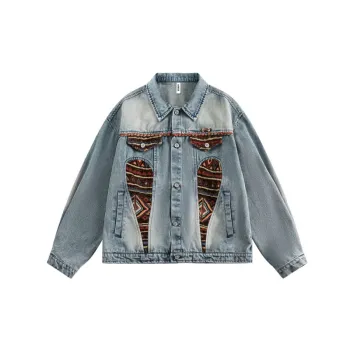 Retro Washed Embroidered Denim Jacket
