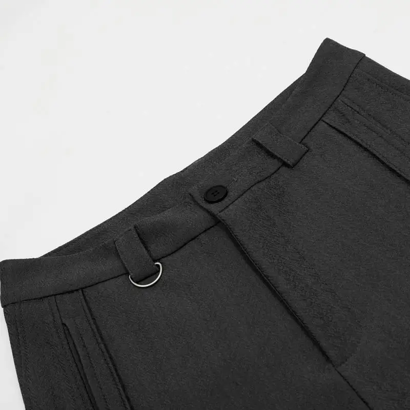 Fashionable Plain Cotton Blended Fabric Casual Pants-2