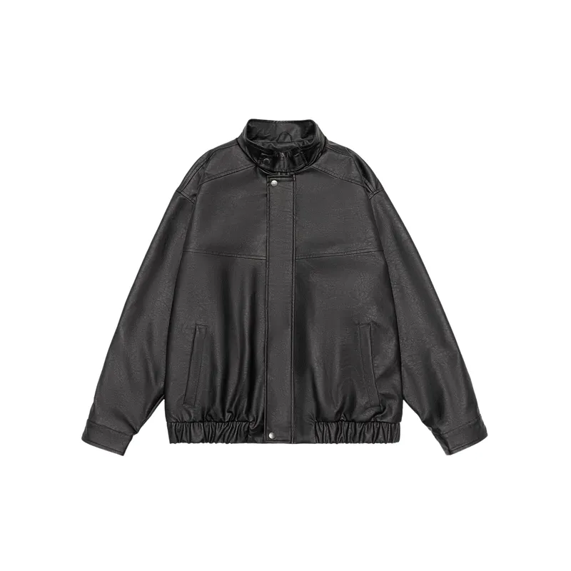 Retro Loose PU Jacket-0