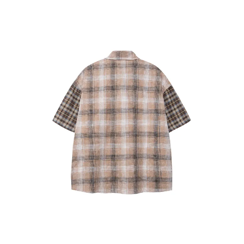 Loose Plaid Cotton Blended Fabric Shirt Unisex-1