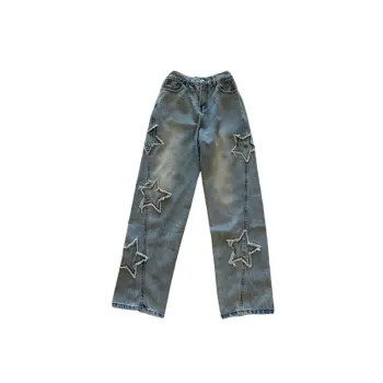 Embroidery Loose Straight Leg Jeans