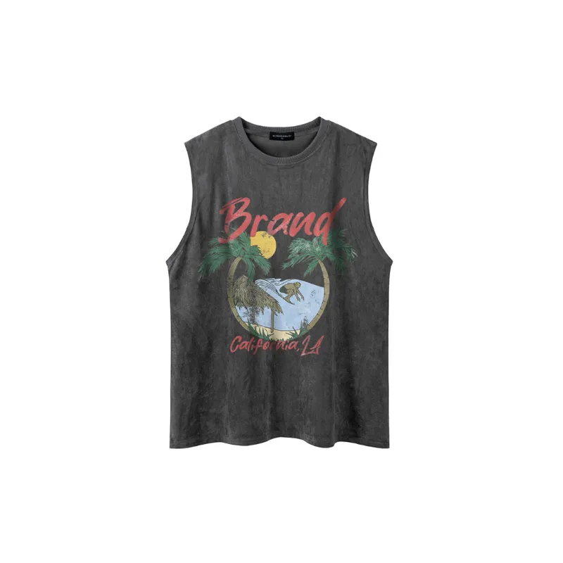 Tree Print Casual Sleeveless Vest-8