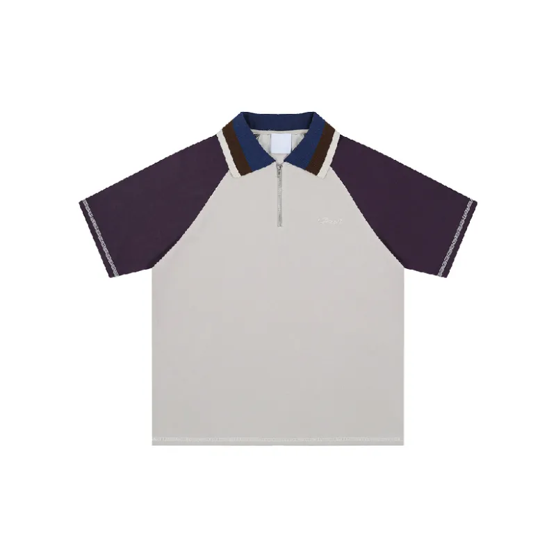 Casual Contrast Color Cotton Blended Fabric Polo-2