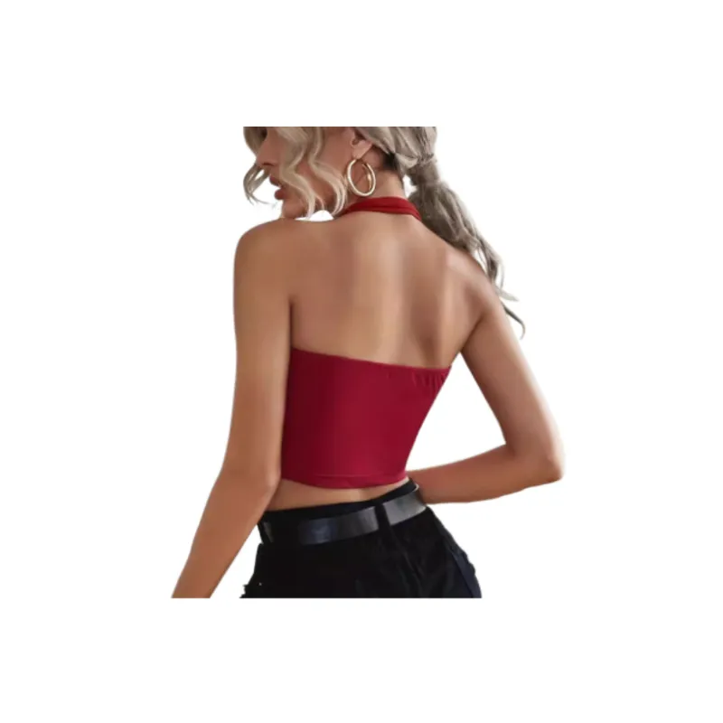 Sexy Plain Polyester Vest Women-1