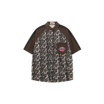 Retro Leopard Print Short Sleeve Shirt