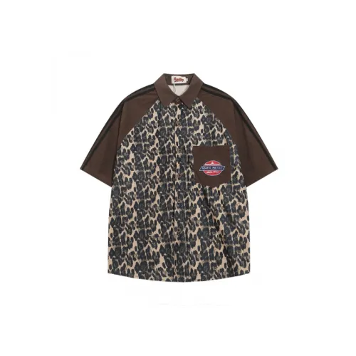 Retro Leopard Print Short Sleeve Shirt