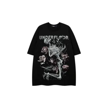 Hip Hop Skull Plant Print Trendy T Shirt