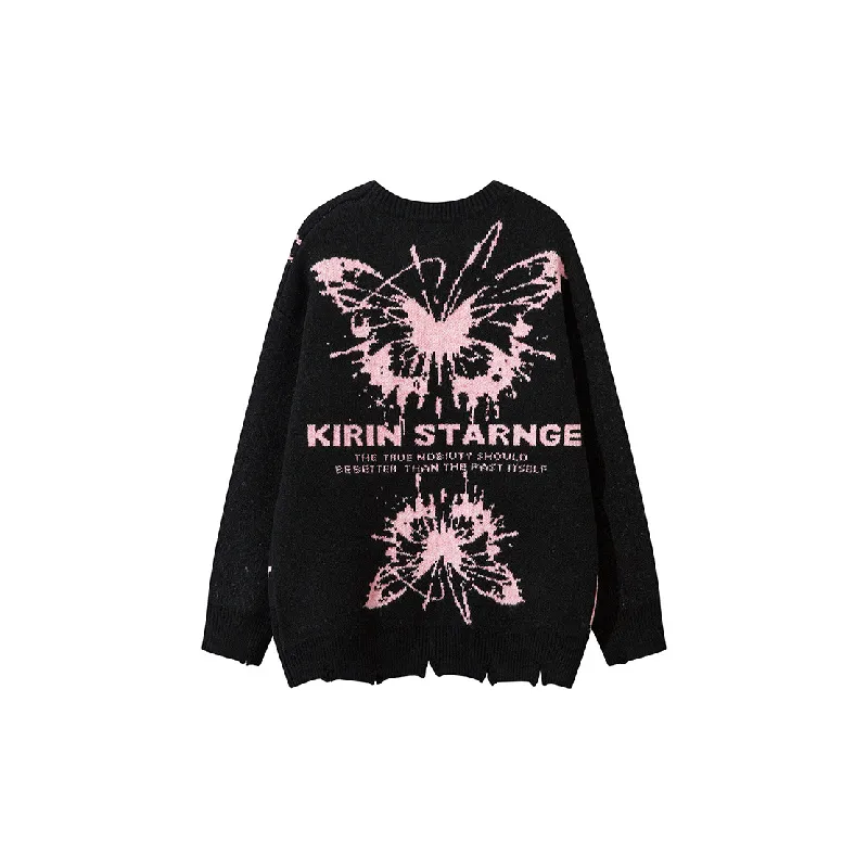 Fashionable Contrast Color Loose Cotton Blended Fabric Sweater-5