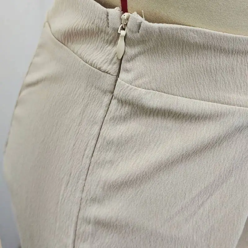 Simple Plain Ice Hemp Fabric Casual Pants Women-3