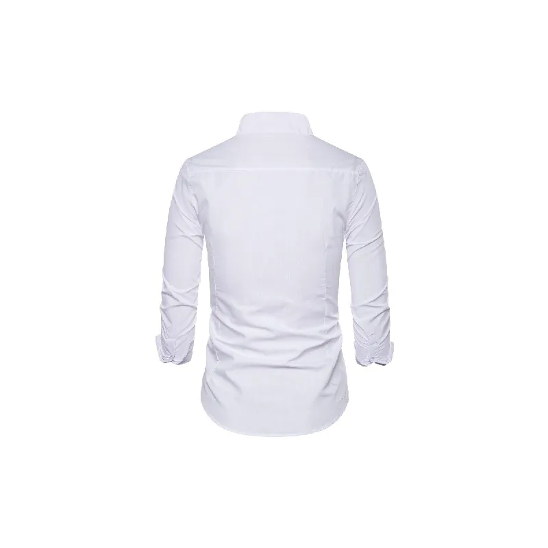 Fashionable Plain Blended Synthetic Fabrics Shirt-3