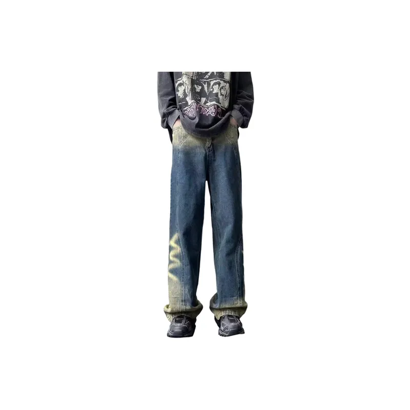 Gradient Distressed Washed Jeans-3